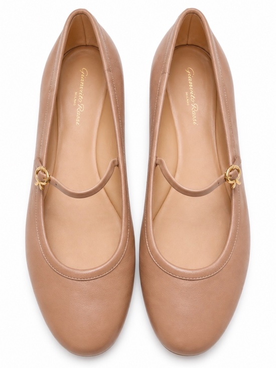Gianvito Rossi Shoes - Gianvito Rossi Carla Flats Mary Jane – Beige Leather | EU 40 / US 9.5–10